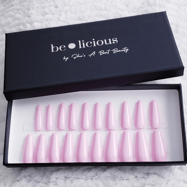 Long Pink Coffin Press On Nails – She's A Beat Beauty