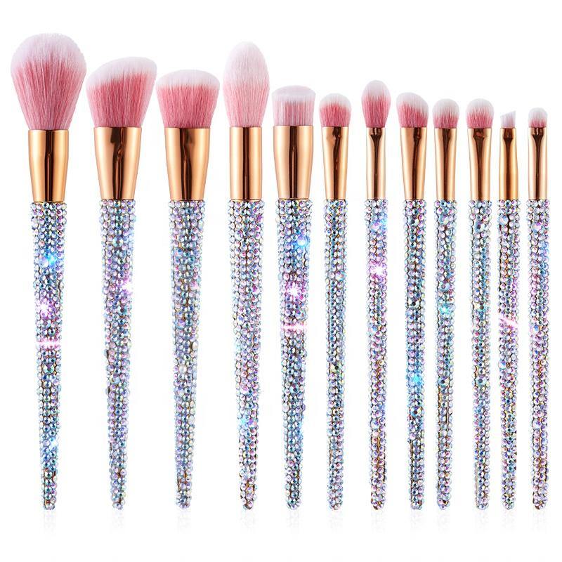2024 Glitter Makeup Brushes Sets -11pcs Cosmetic Brushes Set Bling Crystal  Silver Makeup Brushes Set