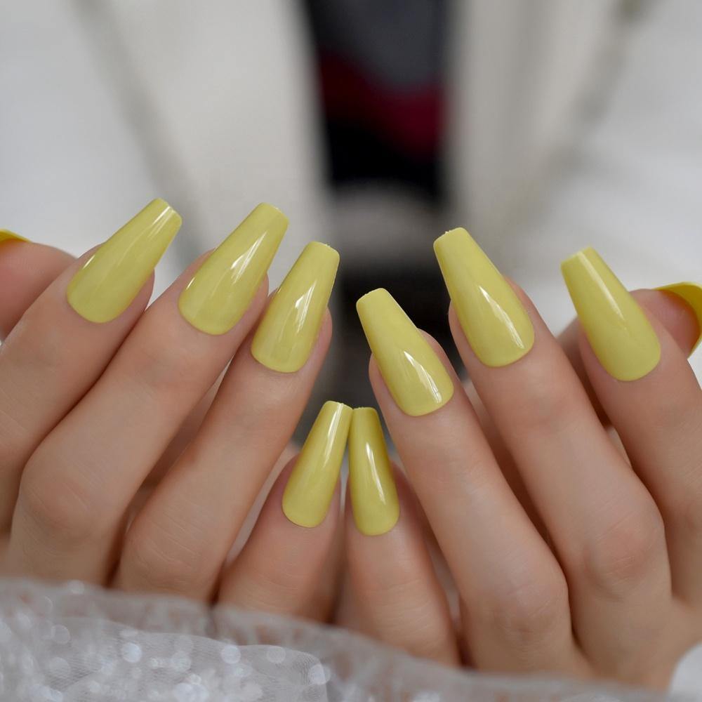 Pastel yellow coffin deals nails