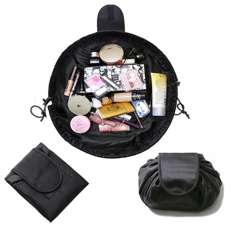 Drawstring Makeup Bag,20 Inch Travel Cosmetic Bag,Opens Flat For Easy  Access